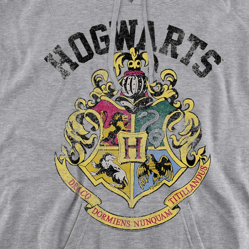 Trevco Harry Potter Hogwarts Crest Unisex Adult Pull-Over Hoodie, Athletic Heather, Small - Image 2